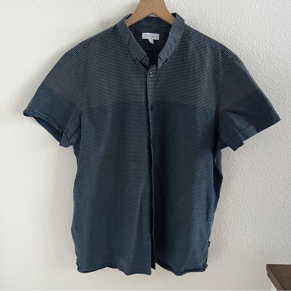 Calvin Klein Blue Ombre Striped Stitch Button Front Shirt XL - Picture 1 of 6